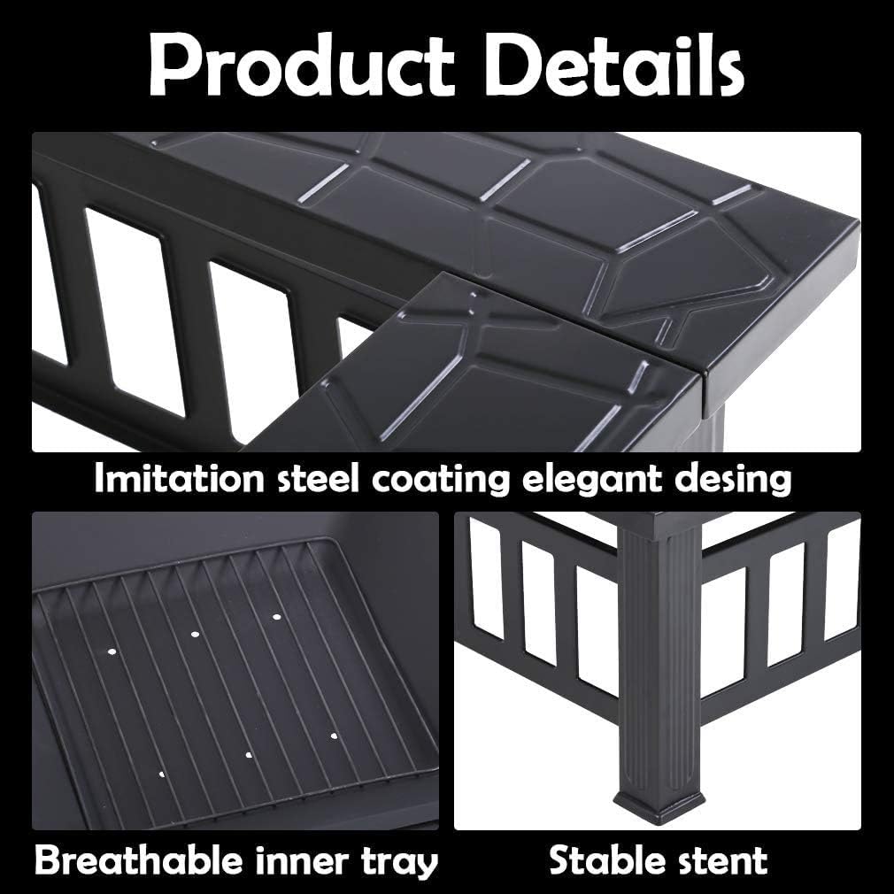 32 inch Square Metal Fire Pit with Poker Mesh Cover and Charcoal Rack H552239