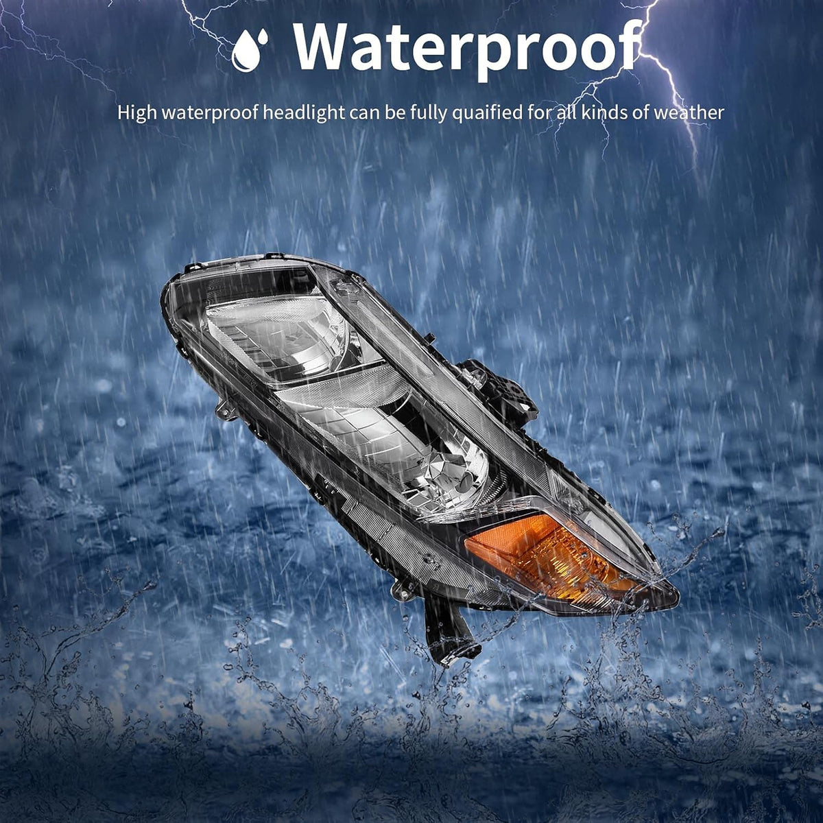 Headlight Assembly Compatible with 2012 2015 Civic Sedan 4-Door Coupe 2-Door Black Housing Amber Reflector V255094