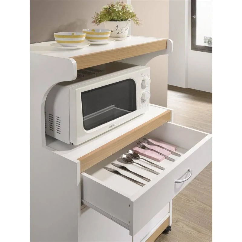White Microwave Kitchen Cart I968995