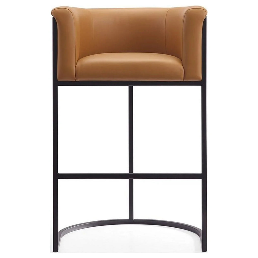Camel and Black Metal Barstool Set of 2 H493649
