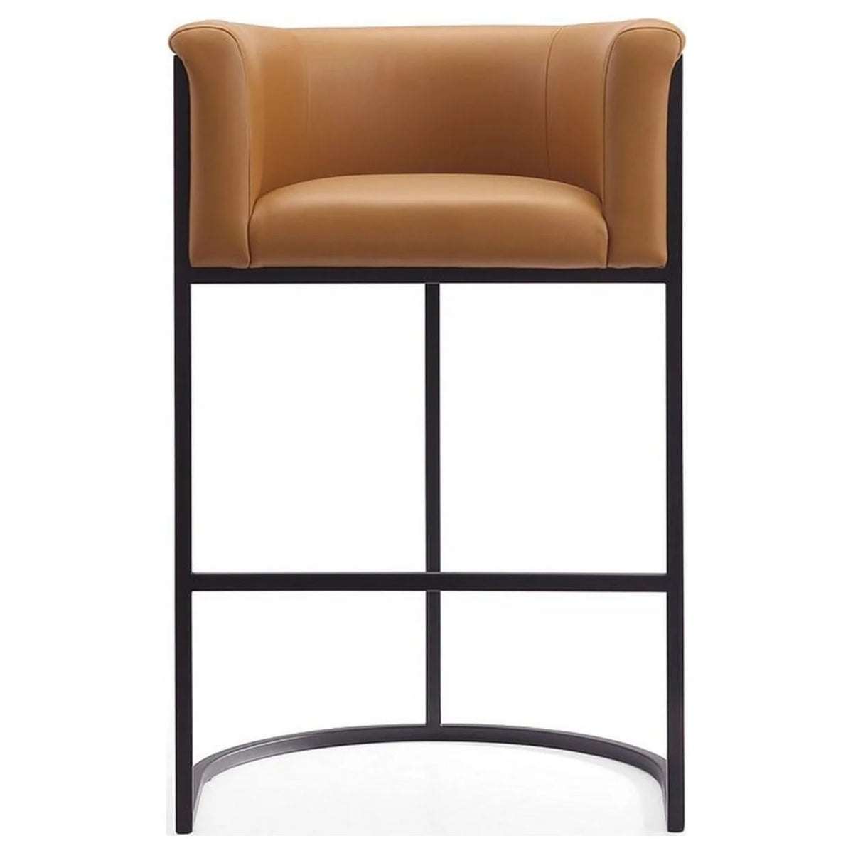 Camel and Black Metal Barstool Set of 2 H493649