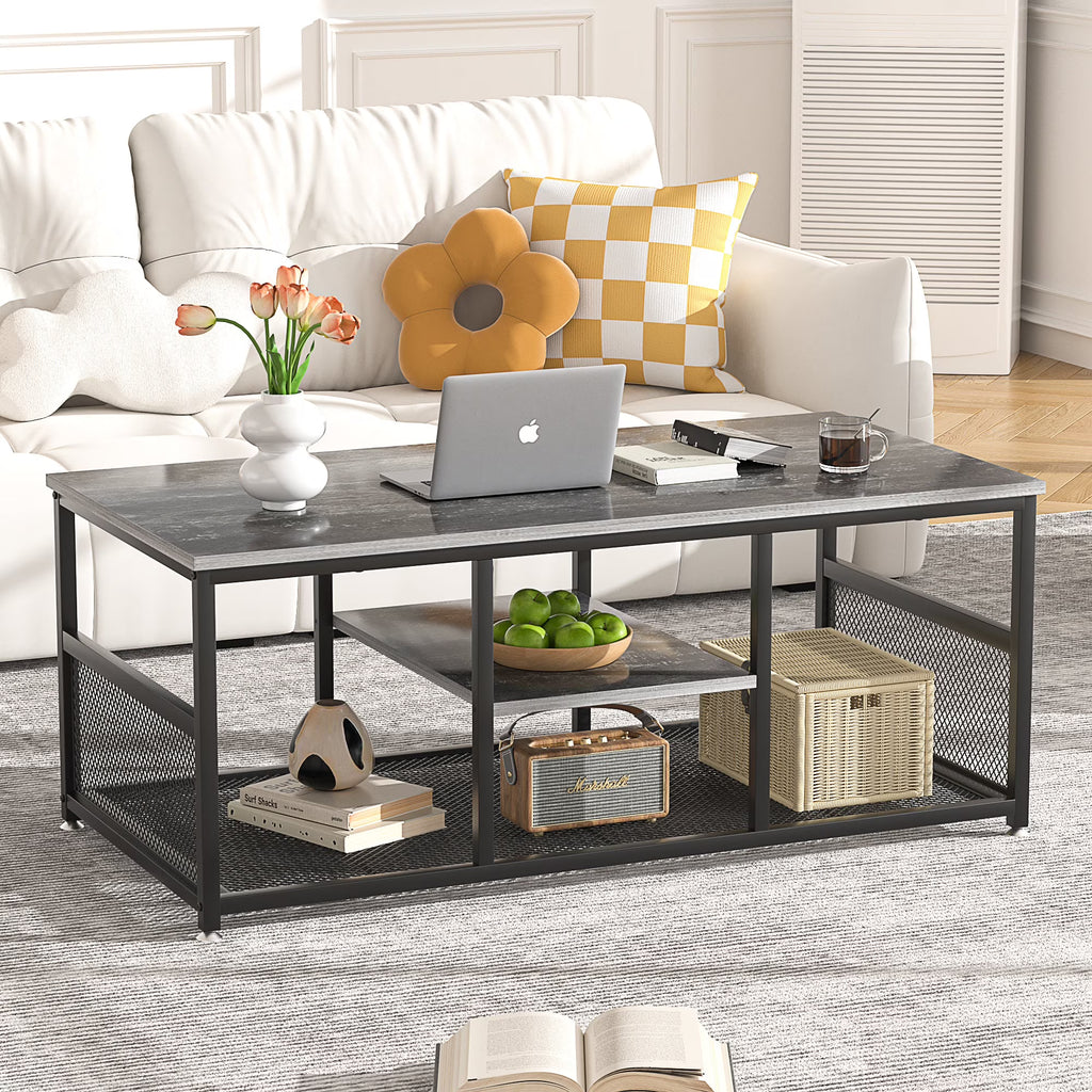 Charcoal Grey Rectangle Coffee Table with Storage Shelf C858835