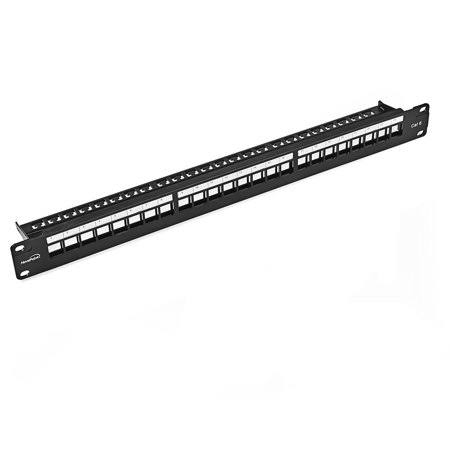 24-Port Cat6 UTP Patch Panel 1U with Keystones, RJ45 Ethernet, Black R79652