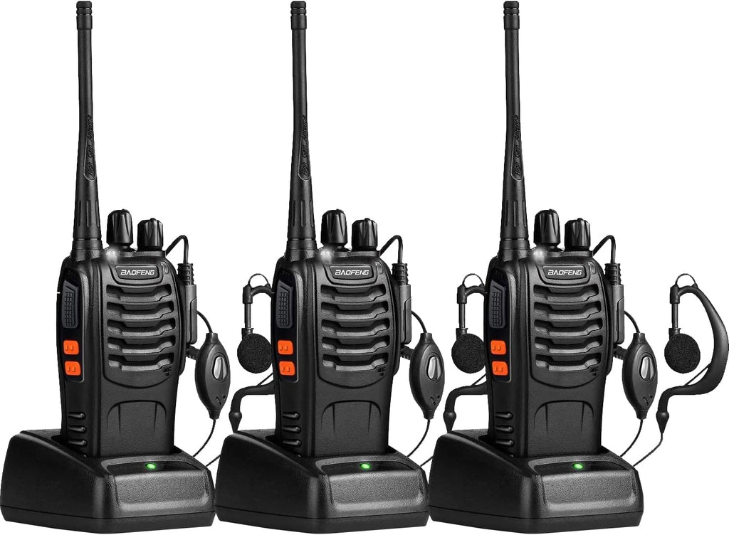 UHF Handheld Rechargeable Walkie Talkies Pack of 2 with Earpiece W841907