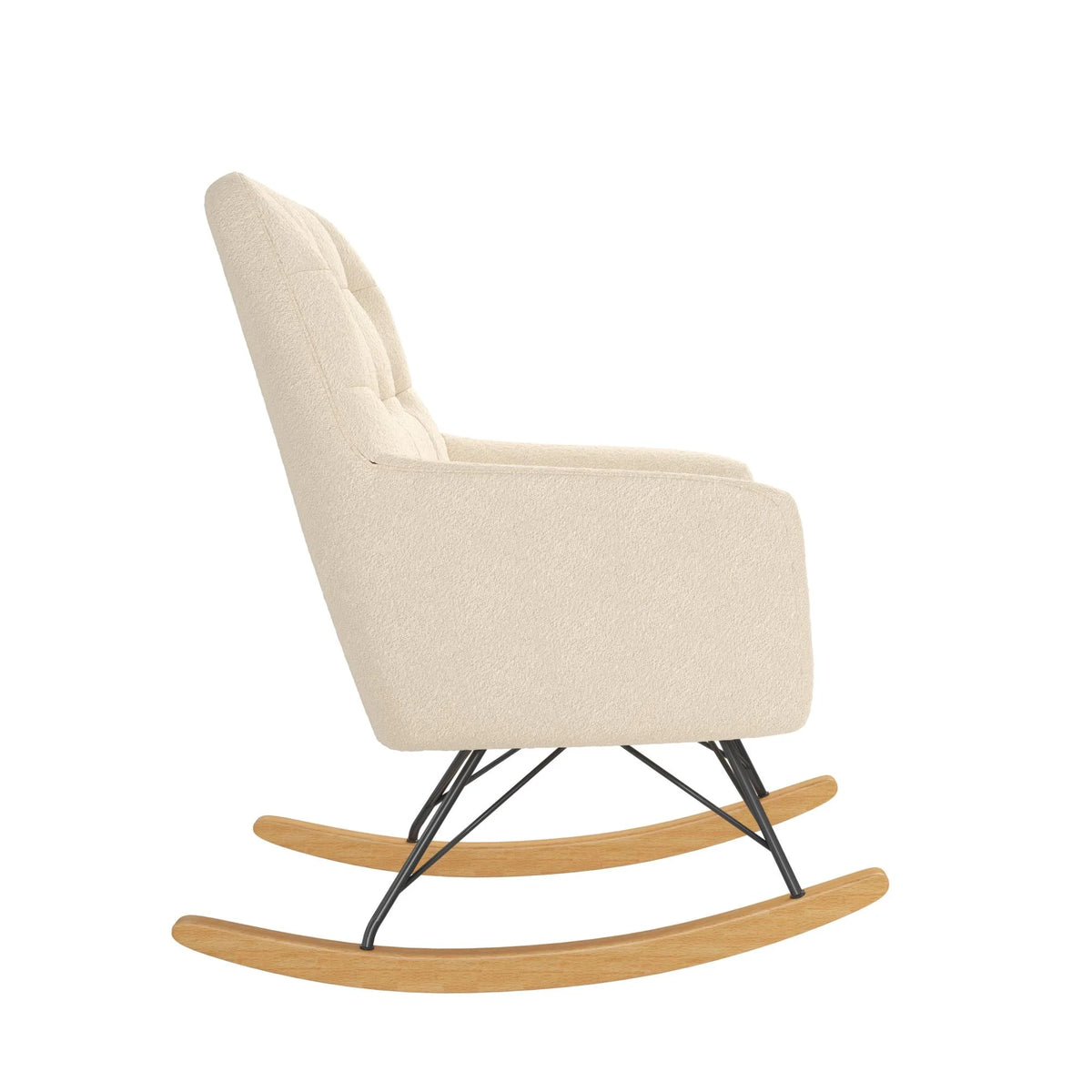Ivory Boucle Upholstered Nursery Rocker Z204