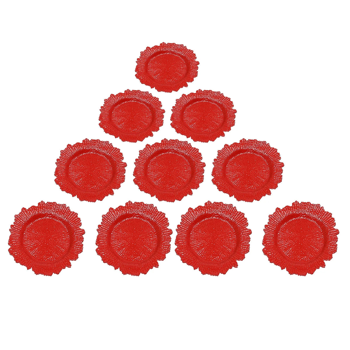 Red 24 Pcs Round Plastic Charger Plates W499