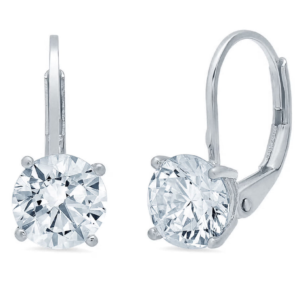 14k White Gold Simulated Diamond Drop Earrings S1410