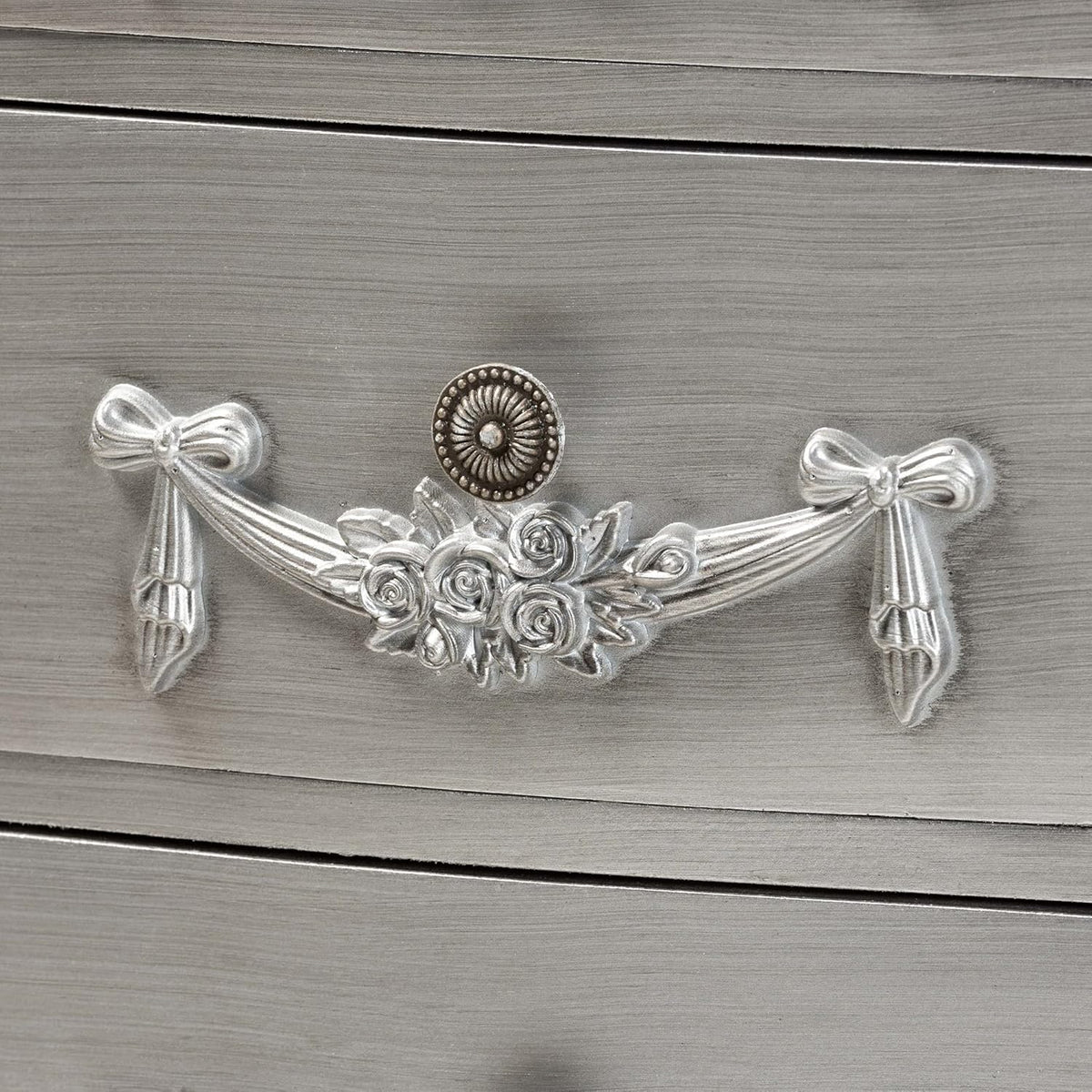 Brushed Silver Finished Wood 5-Drawer Chest X8322