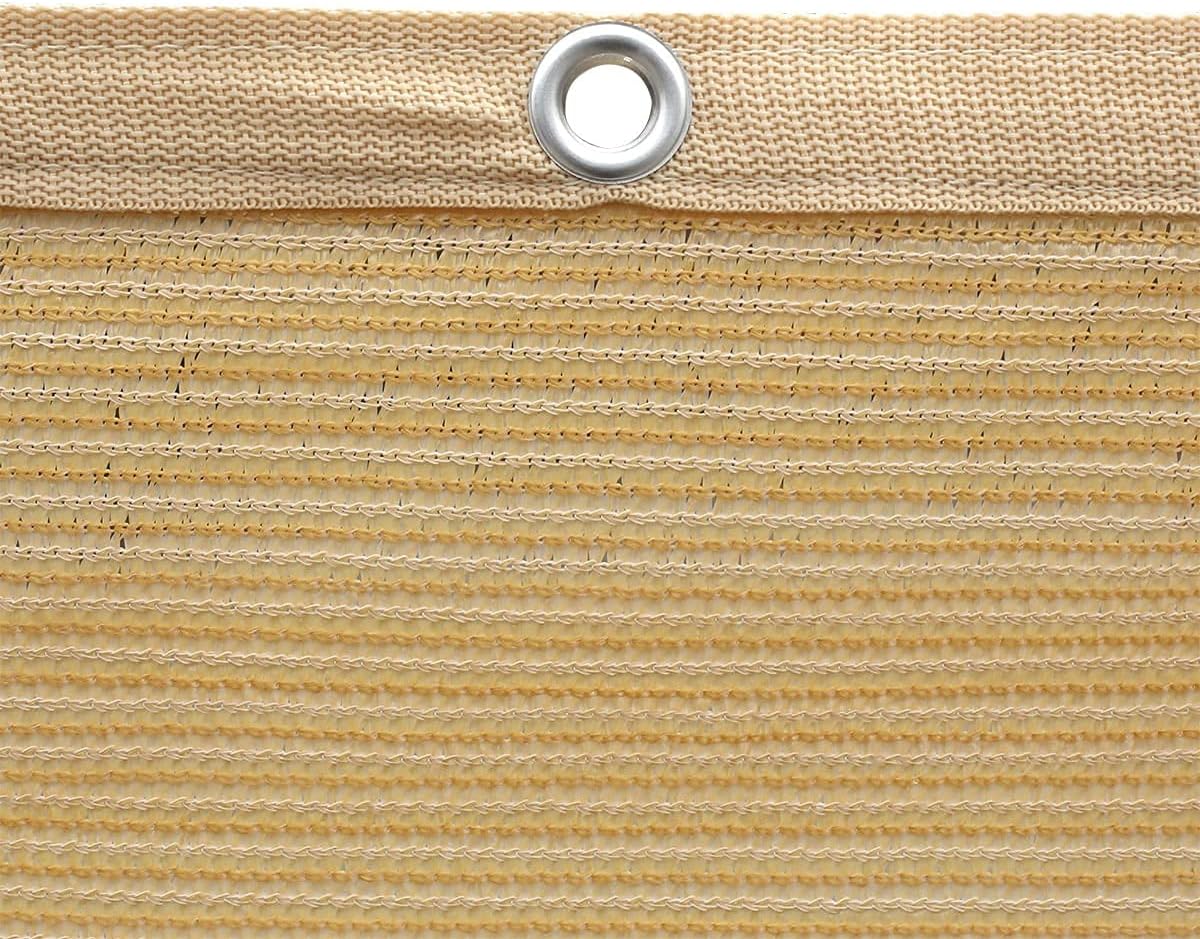 90% Shade Fabric Sun Shade Cloth Taped Edge with Grommets 12’ x 20’, Wheat J63702
