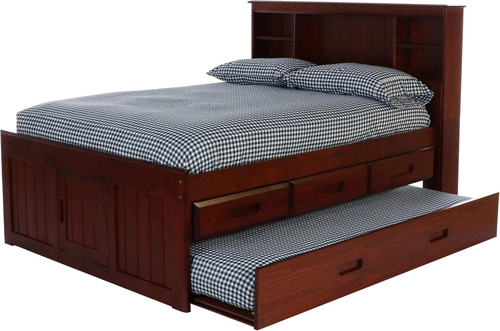 Merlot Bookcase Bed with 3 Drawers & Trundle C3705