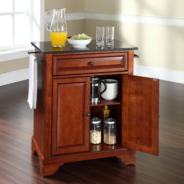 Solid Granite Top Portable Kitchen Island Q614