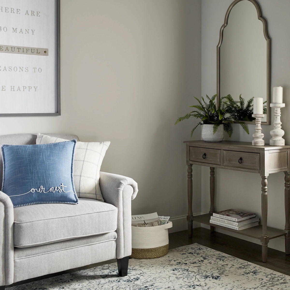 Gray Upholstered Rolled Arm Accent Armchair H42992