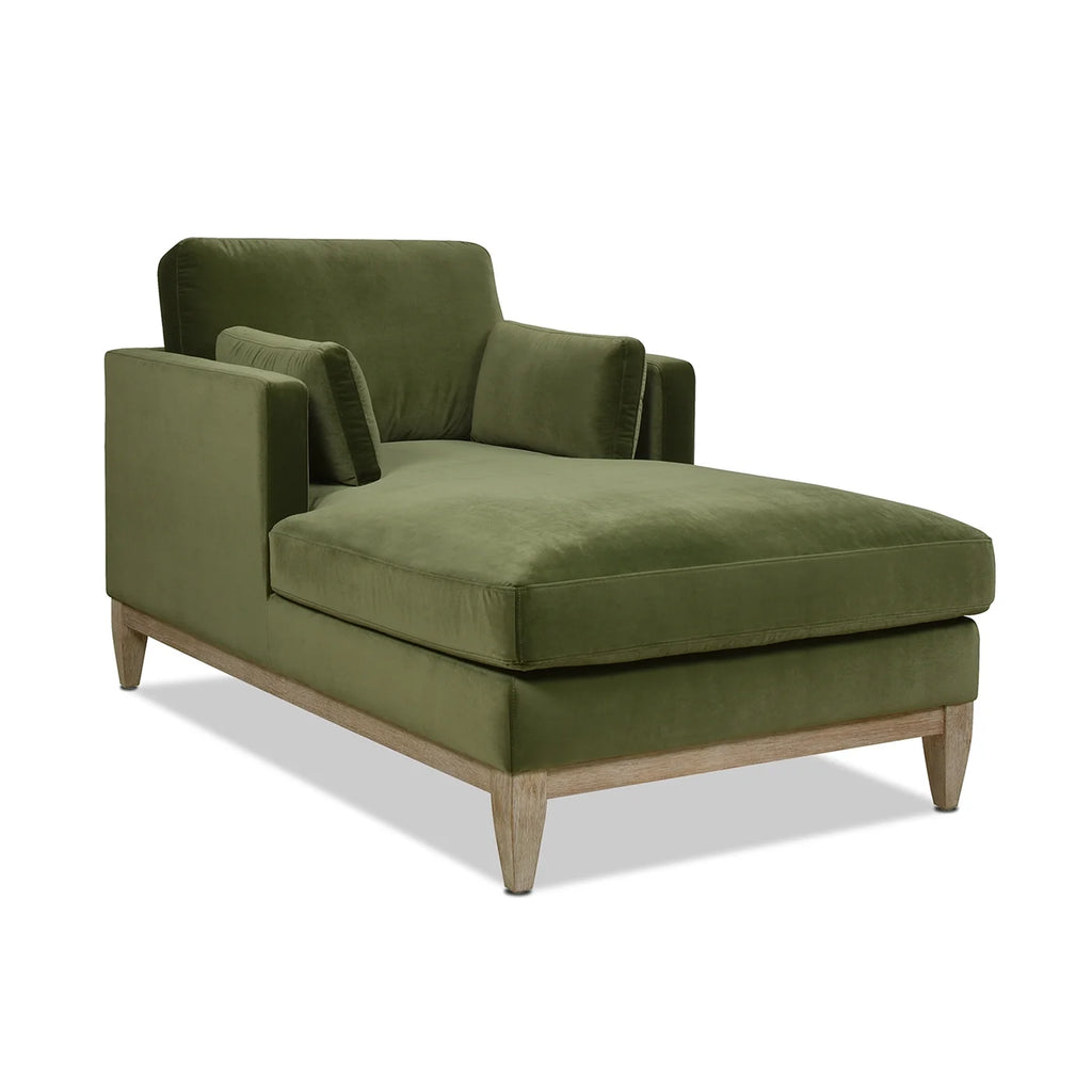 Olive Green Performance Velvet Chaise Lounge Chair J27415