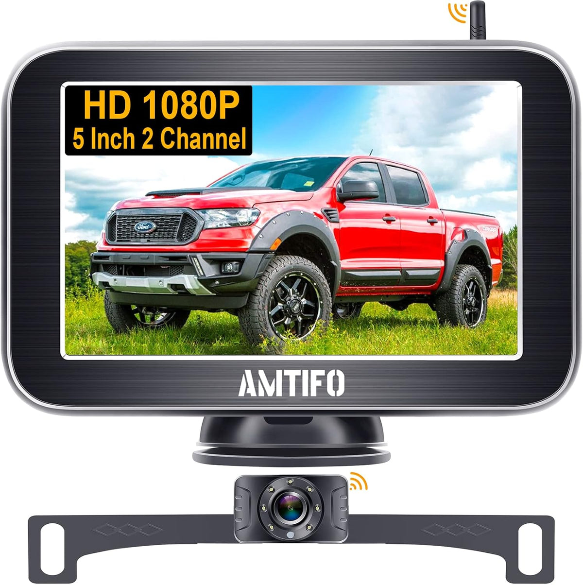 HD 1080P Bluetooth Rear View Camera with 5 Inch Split Screen Monitor P314