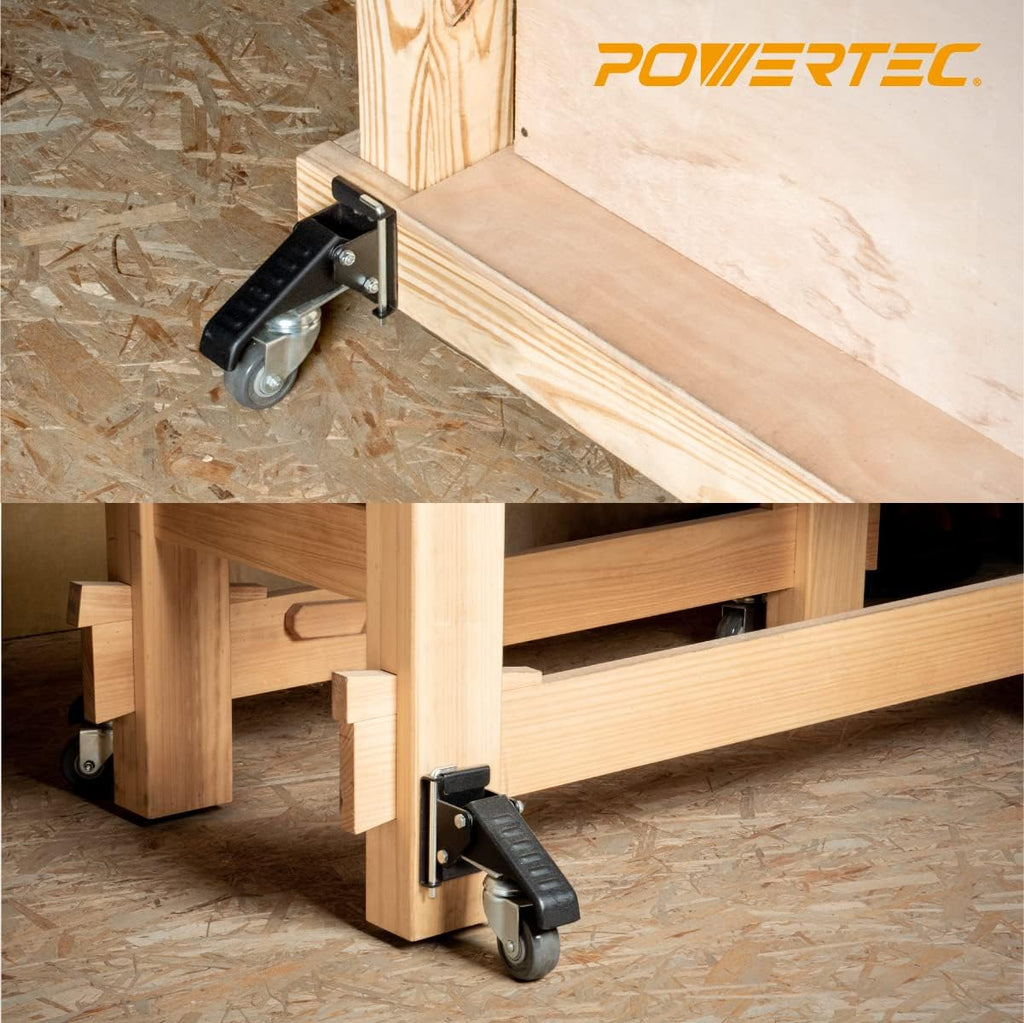 Black Workbench Casters with Quick-Release Plates, Pack of 2 U491