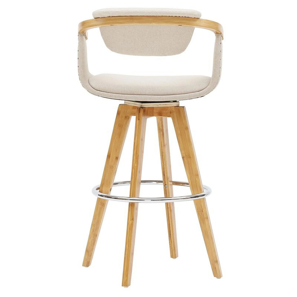 Beige Fabric Bamboo Counter Stool I809