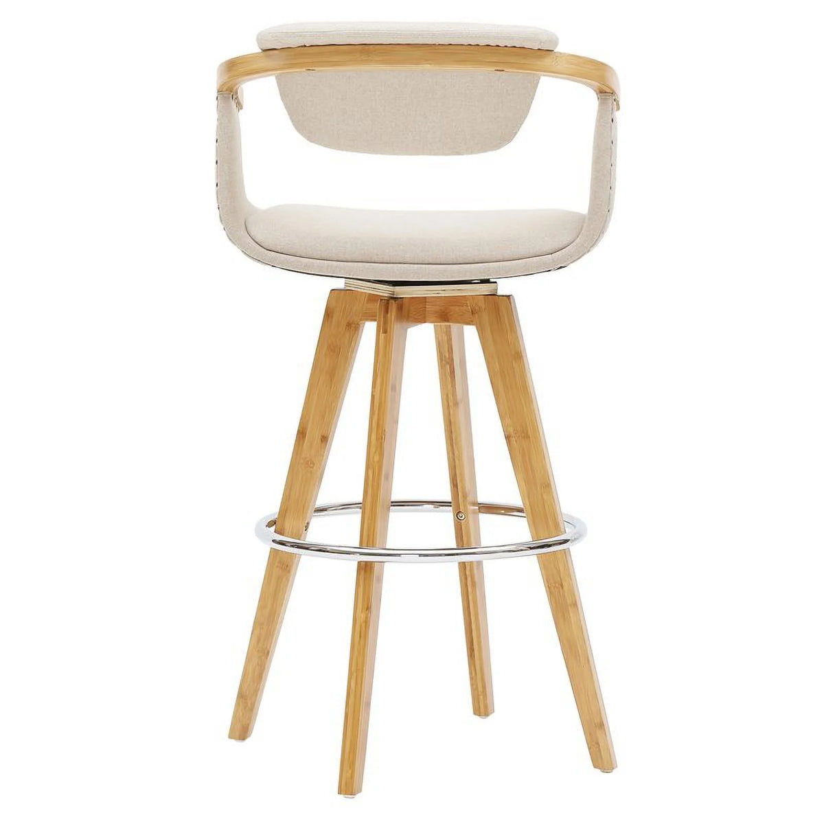 Beige Fabric Bamboo Counter Stool I809