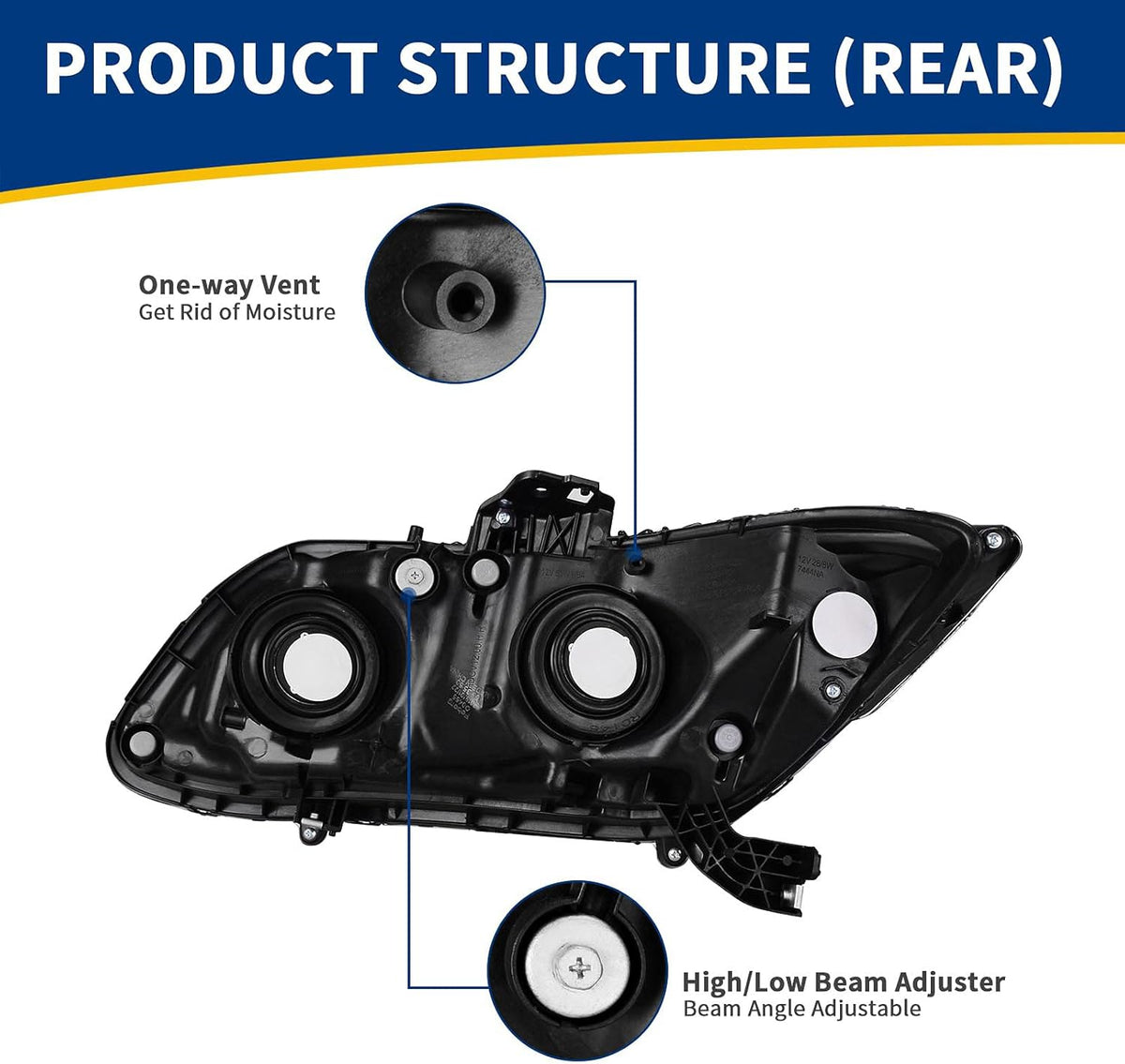 Headlight Assembly Compatible with 2012 2015 Civic Sedan 4-Door Coupe 2-Door Black Housing Amber Reflector V255094