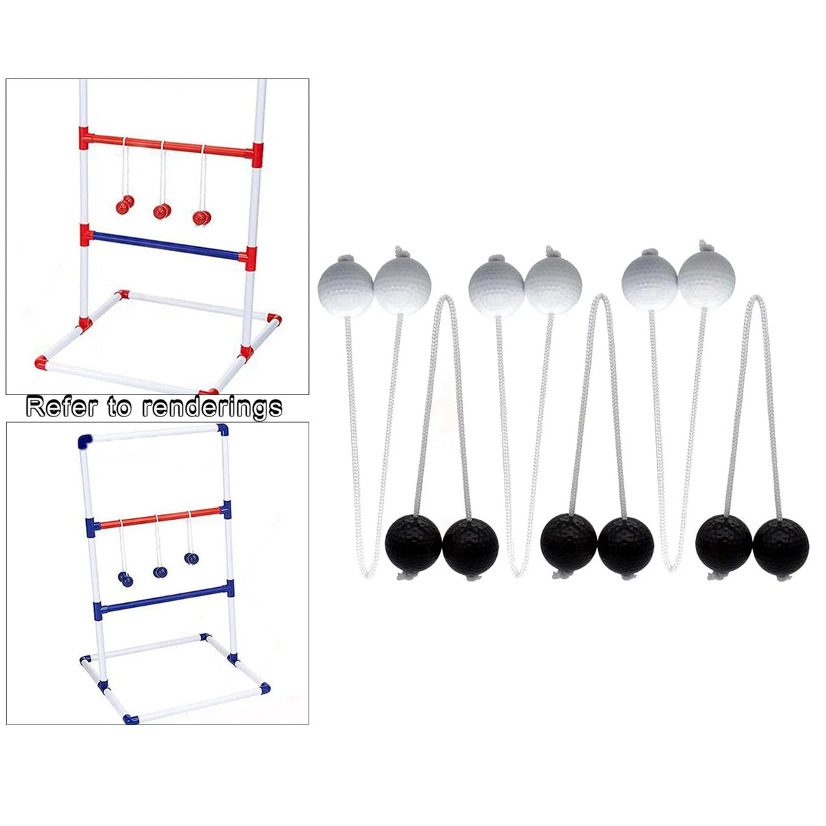 Ladder Throwing Game Outdoor Lawn Yard Beach Game Black and White Z86880