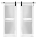 Modern Double Barn Door 36 x 80 inches with Opaque Glass 4 Lites X559