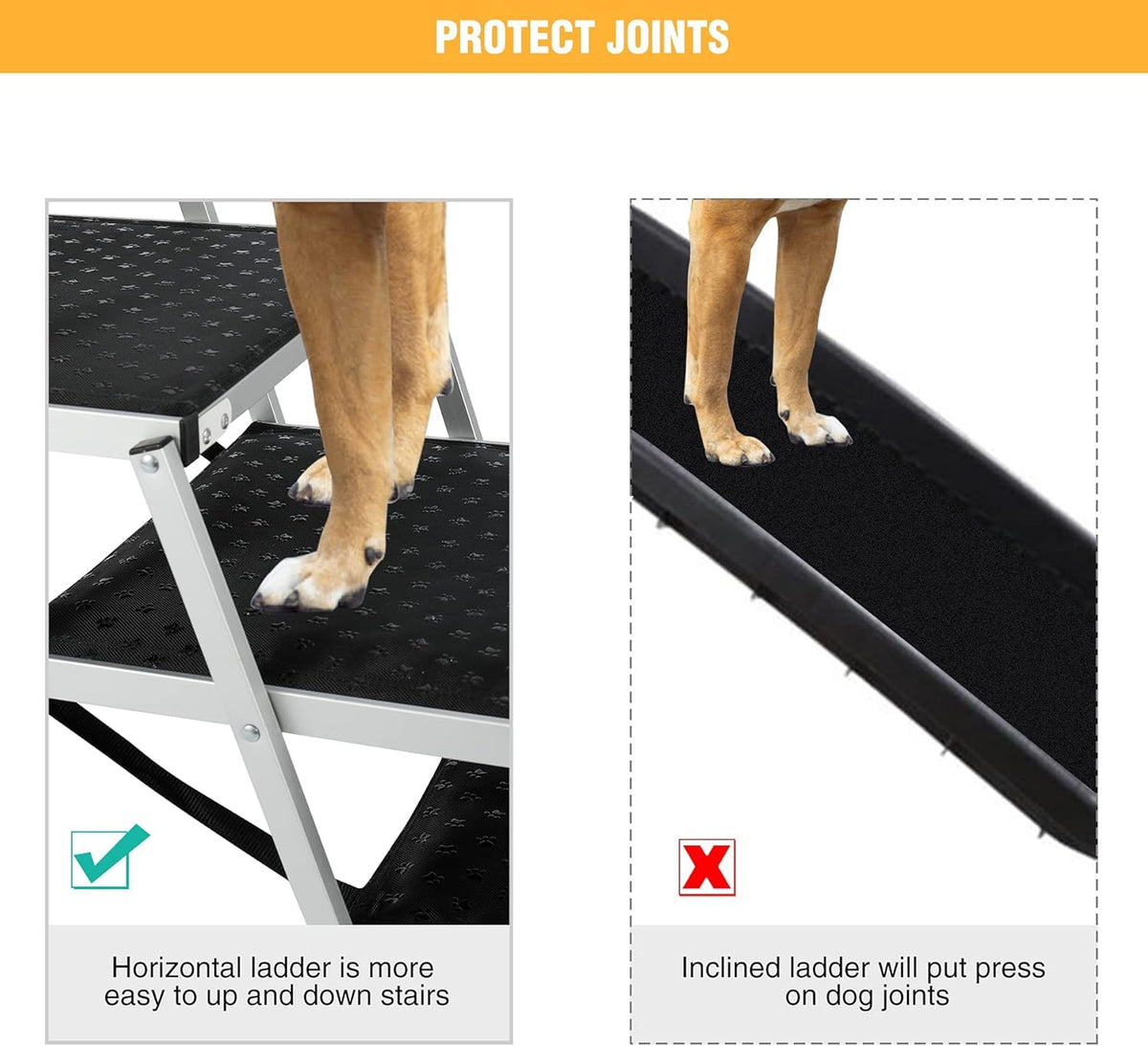 Foldable Aluminum 4 Steps Dog Stairs Pack of 2 M254461
