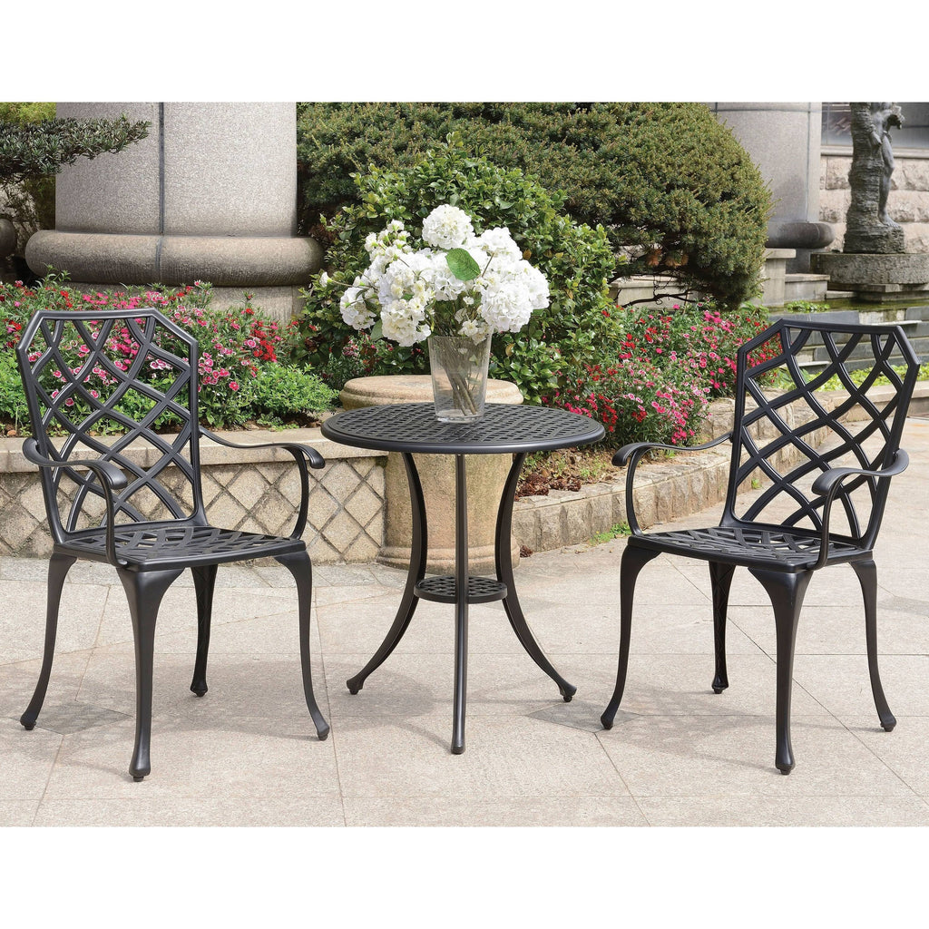 Black 3-Piece Aluminum Bistro Table Set J877339