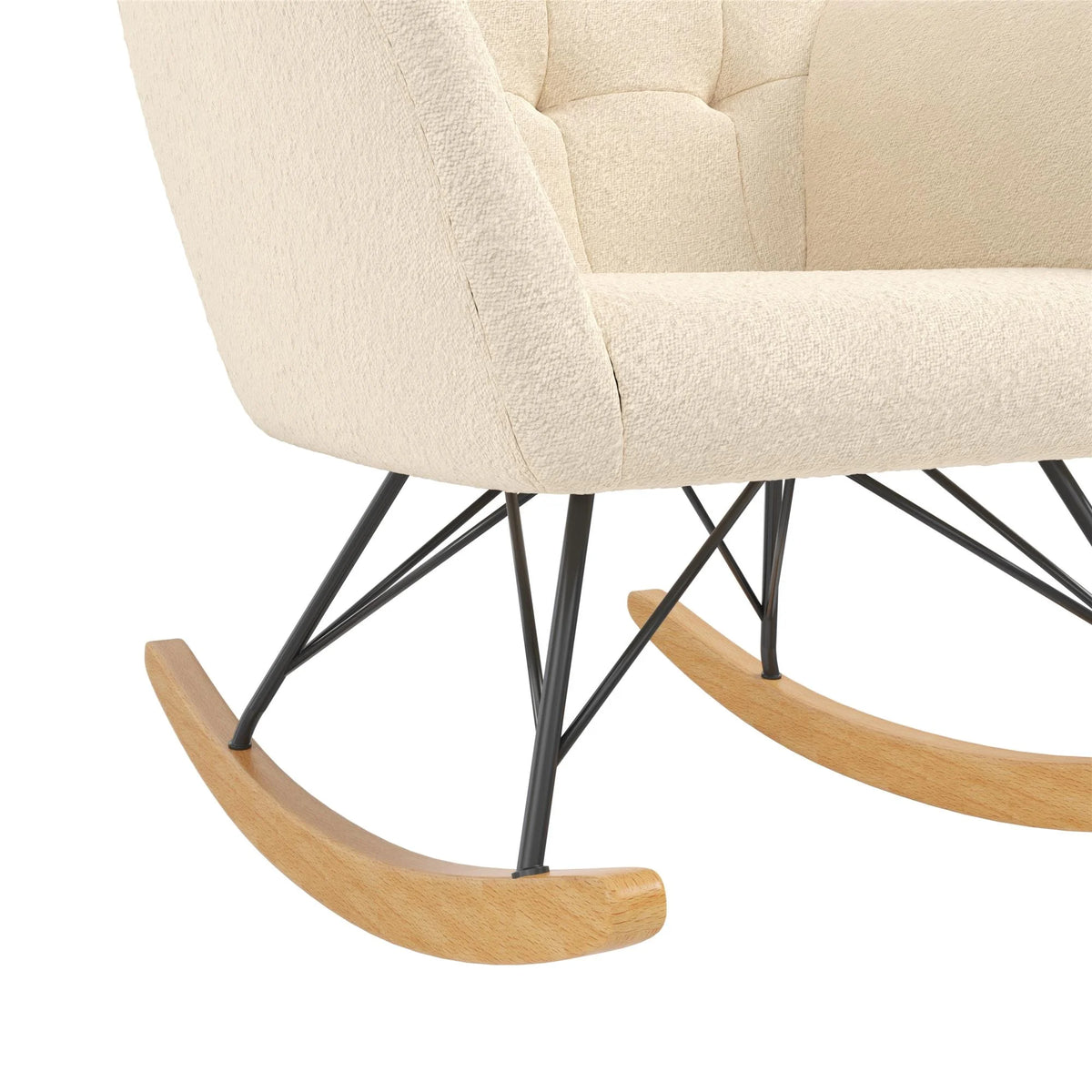 Ivory Boucle Upholstered Nursery Rocker Z204