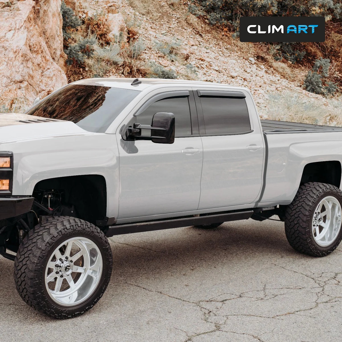 Rain Guards for Chevrolet Silverado 2014-2018 Crew Cab, Tape-on Window Deflectors, 4 pcs. F307