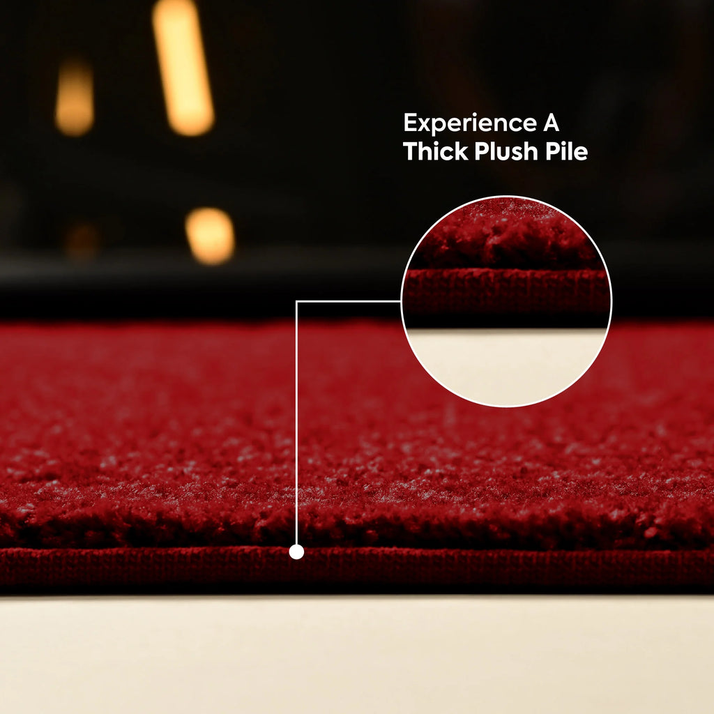Red Plush Solid Color Runner Rug I620231