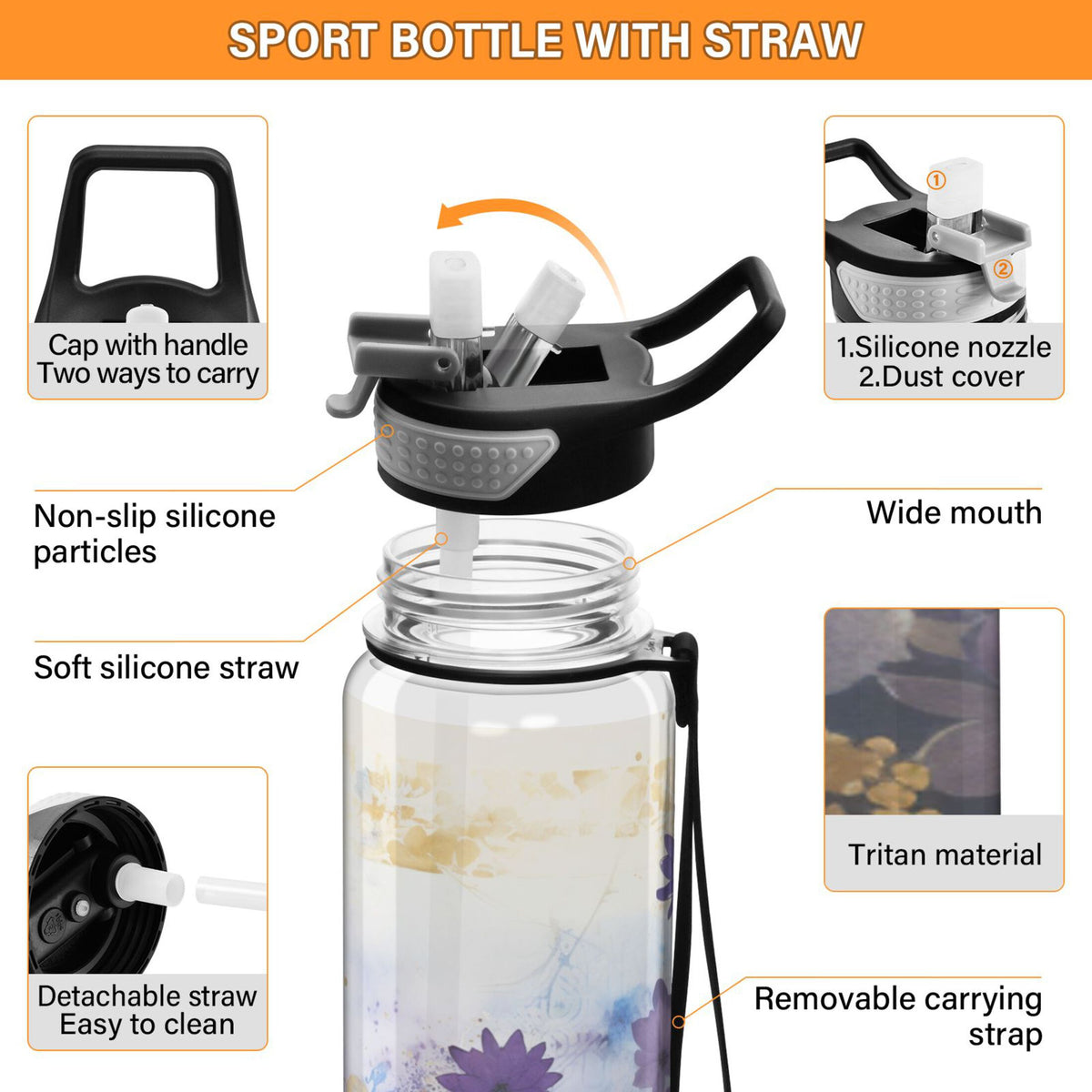 Purple 32oz Tritan Water Bottle with Straw K81075