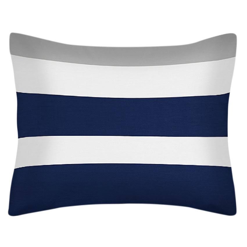 Navy Gray Stripe Bedding Set Twin 4pc E828