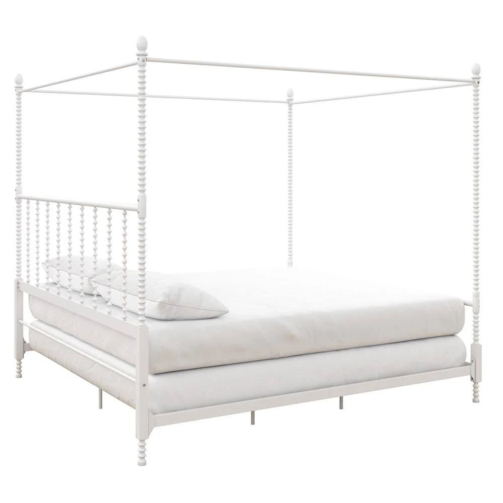 White Metal Canopy Bed Twin N8633
