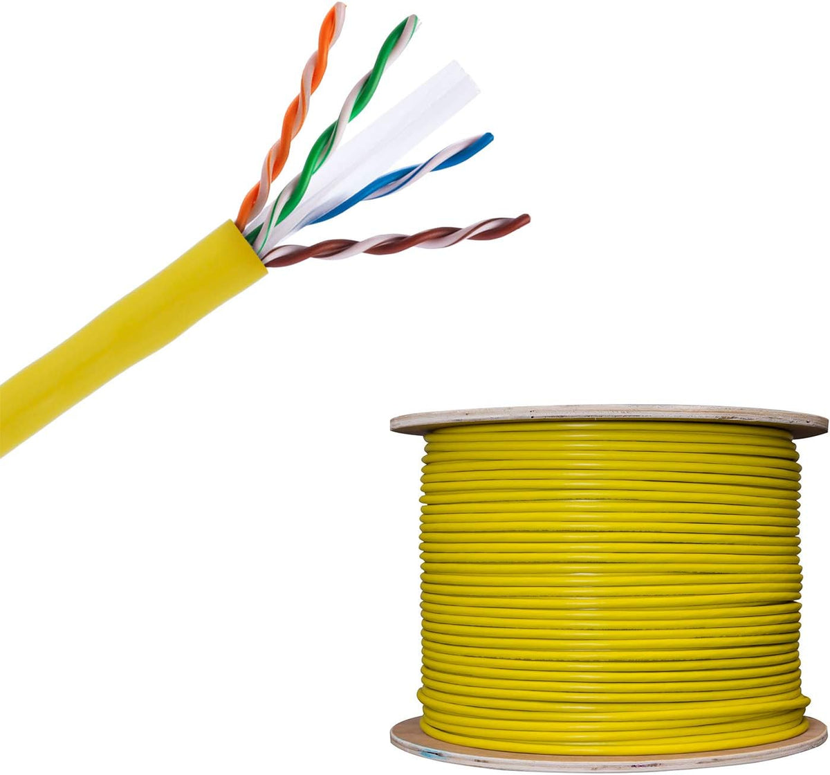 White Cat6 1000 ft Bulk Ethernet Cable, Bare Solid Copper UTP, 23 AWG W717052