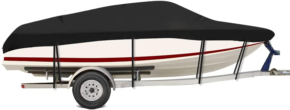 Waterproof Boat Cover 420D Marine Grade Polyester Canvas Trailerable 17-19ft O155726