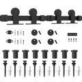 Frosted Black Top Mount Sliding Barn Door Hardware Track Kit for Double Doors with Non-Routed Floor Guide X6918