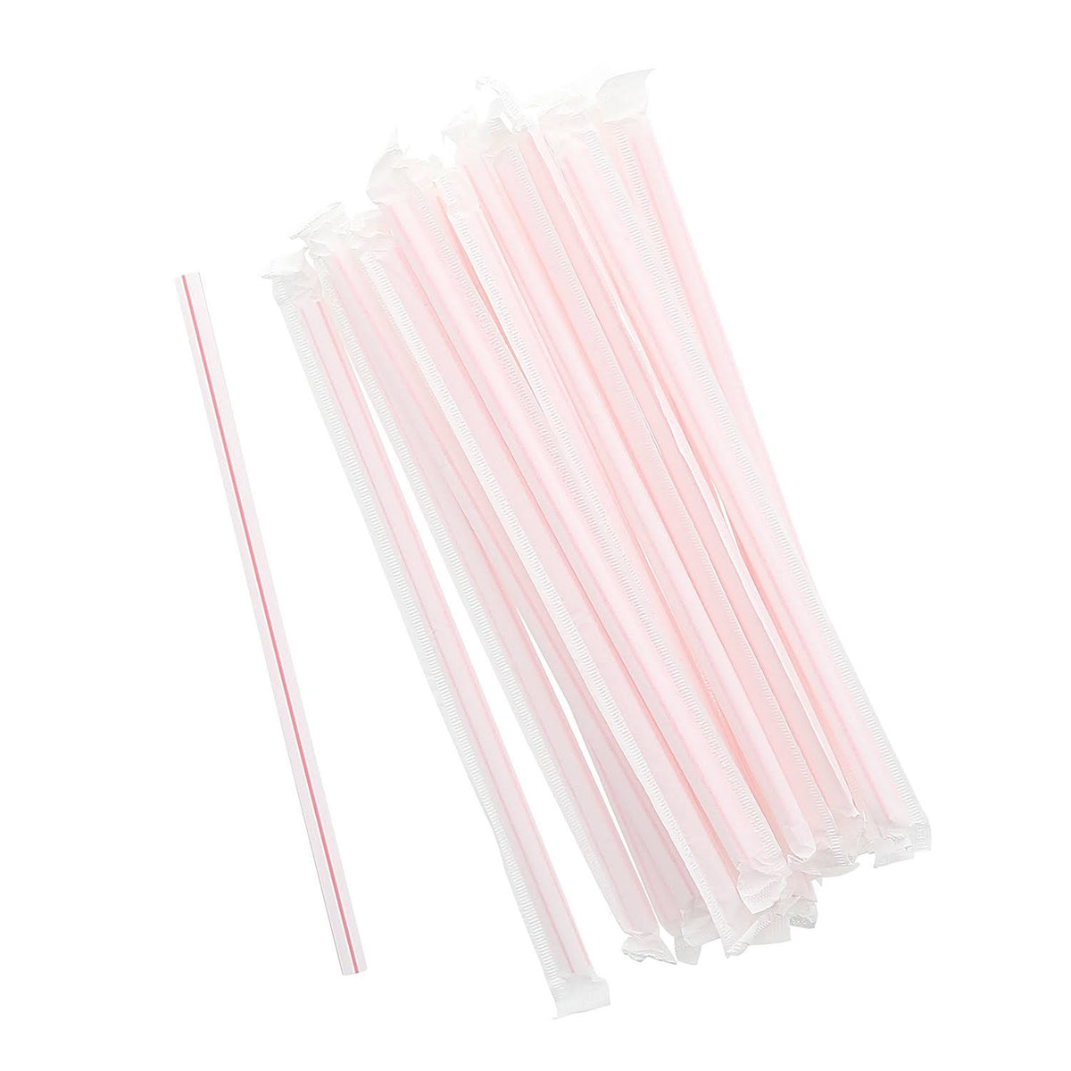 7.75x22 White with Red Stripes Paper Wrapped Straws, Case of 7,200 V345828
