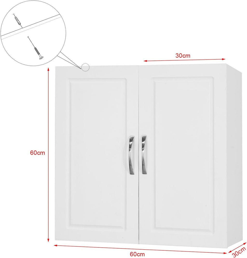 White Wall Cabinet with Shelf Pack of 2 Q793629