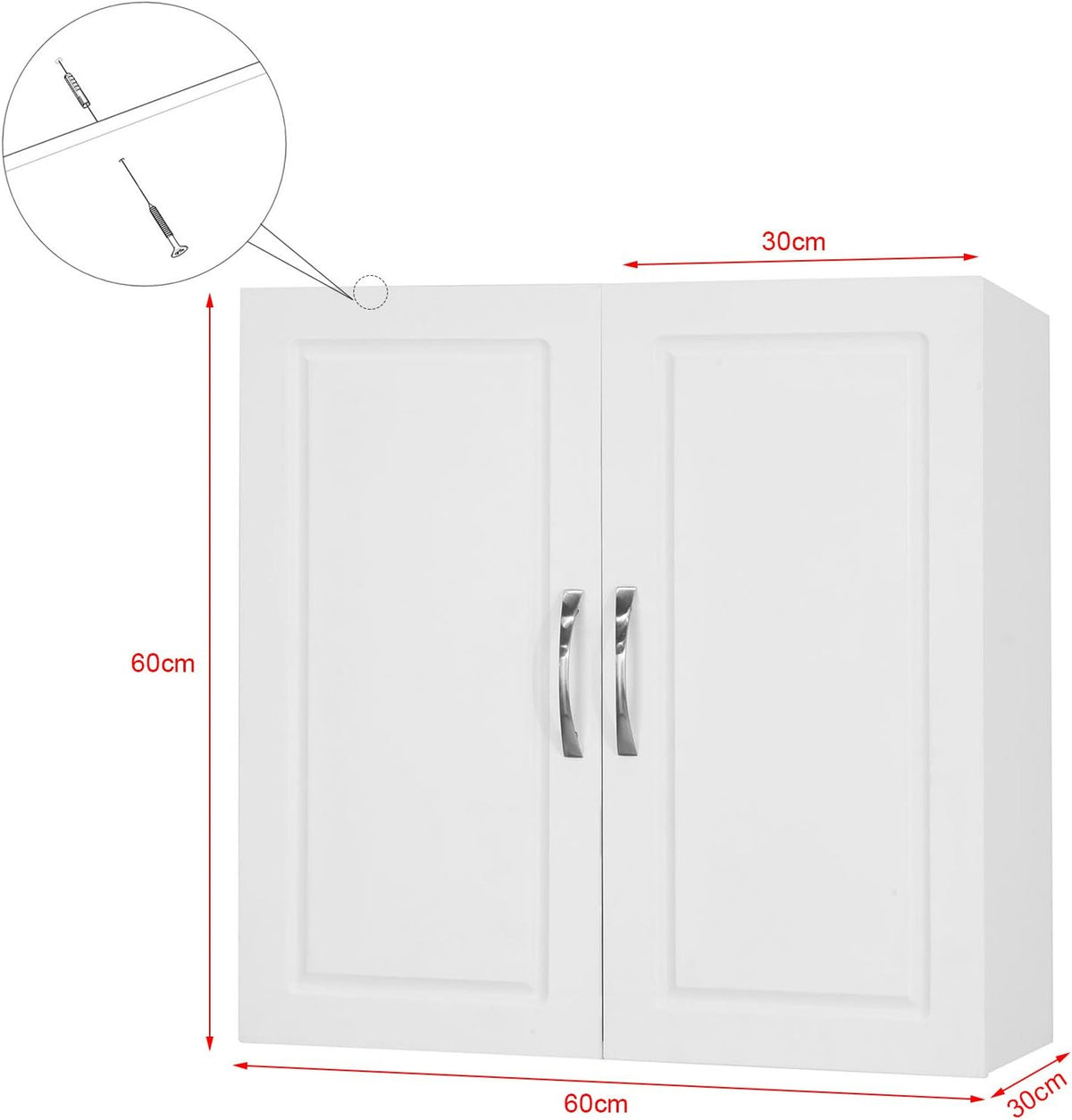 White Wall Cabinet with Shelf Pack of 2 Q793629