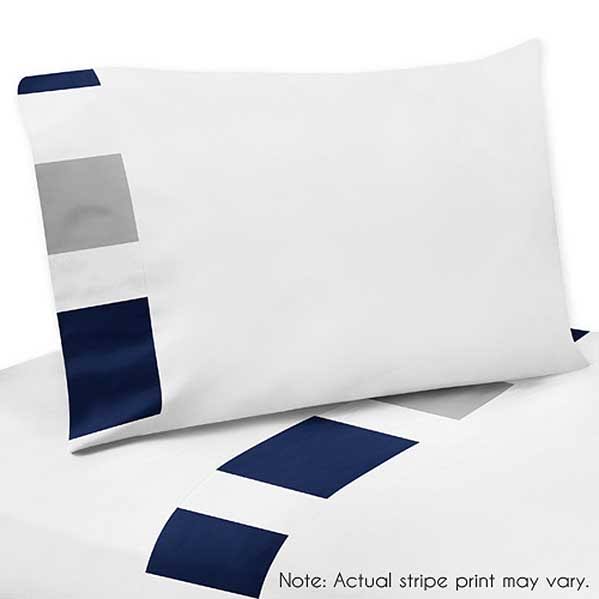 Navy Gray Stripe Bedding Set Twin 4pc E828