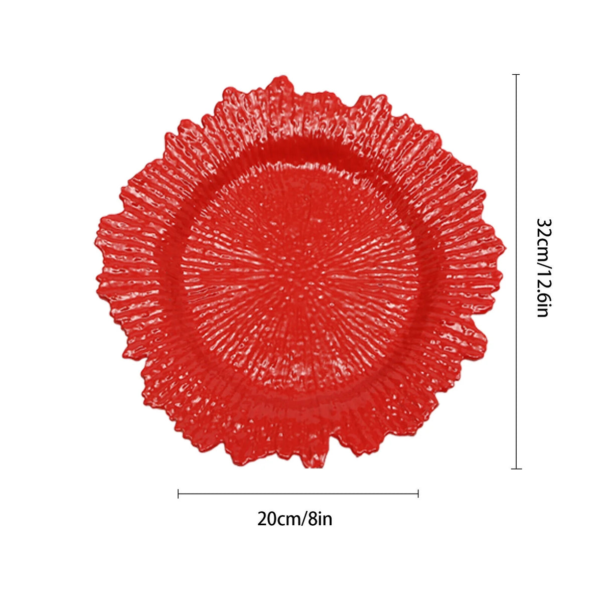 Red 24 Pcs Round Plastic Charger Plates W499