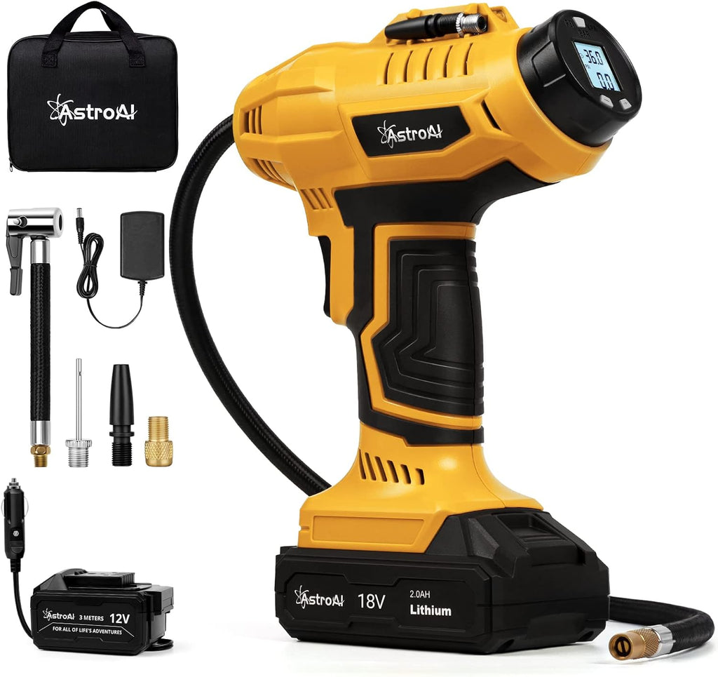 Yellow Cordless Tire Inflator Air Compressor 160PSI L218310