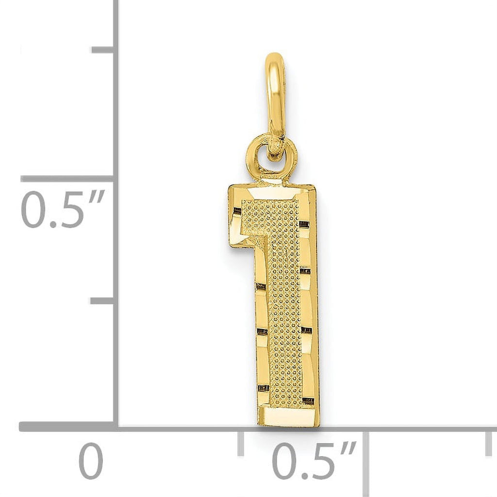 10K Yellow Gold Diamond Cut Number 1 Charm M611470