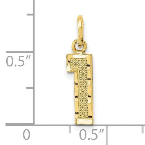 10K Yellow Gold Diamond Cut Number 1 Charm M611470