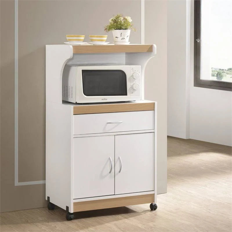 White Microwave Kitchen Cart I968995