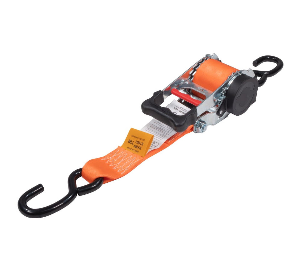 (2 Pack) Orange 2" x10' Auto Retract Ratchet Straps with Zinc Coated S Hook Tiedowns C940