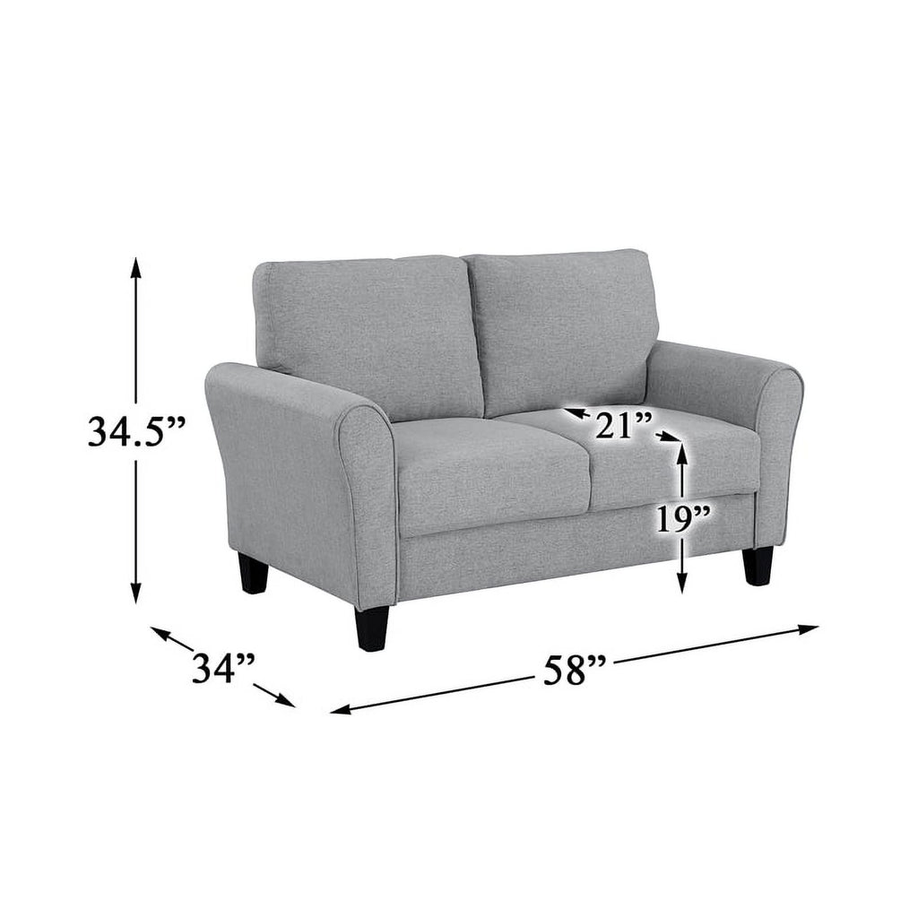 Textured Fabric 2-Piece Upholstered Sofa Set in Dark Gray I45987