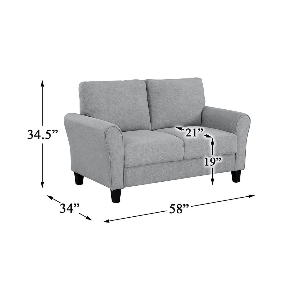 Textured Fabric 2-Piece Upholstered Sofa Set in Dark Gray I45987