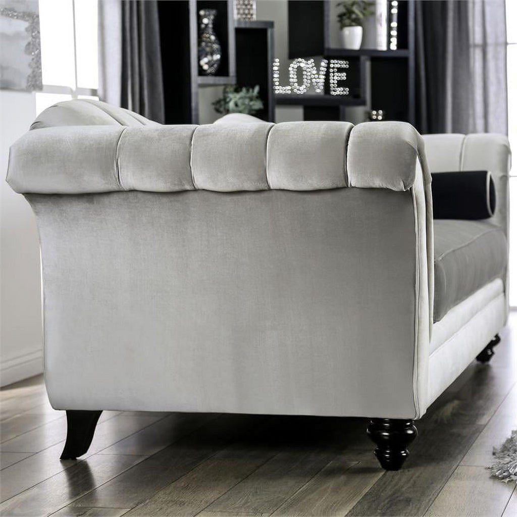 Chenille Upholstered Loveseat in Pewter N16196