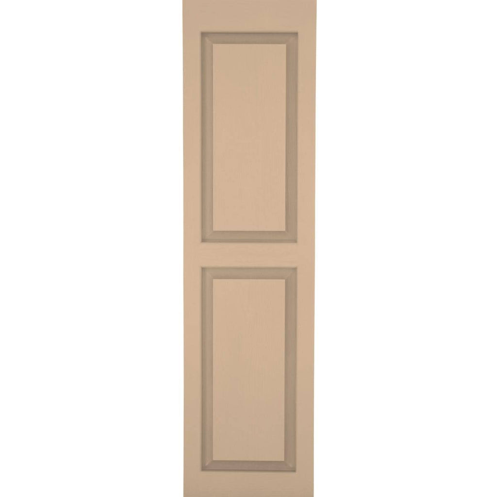 2-Pack Sandstone Raised Panel Vinyl Exterior Shutters in Brown Q652036
