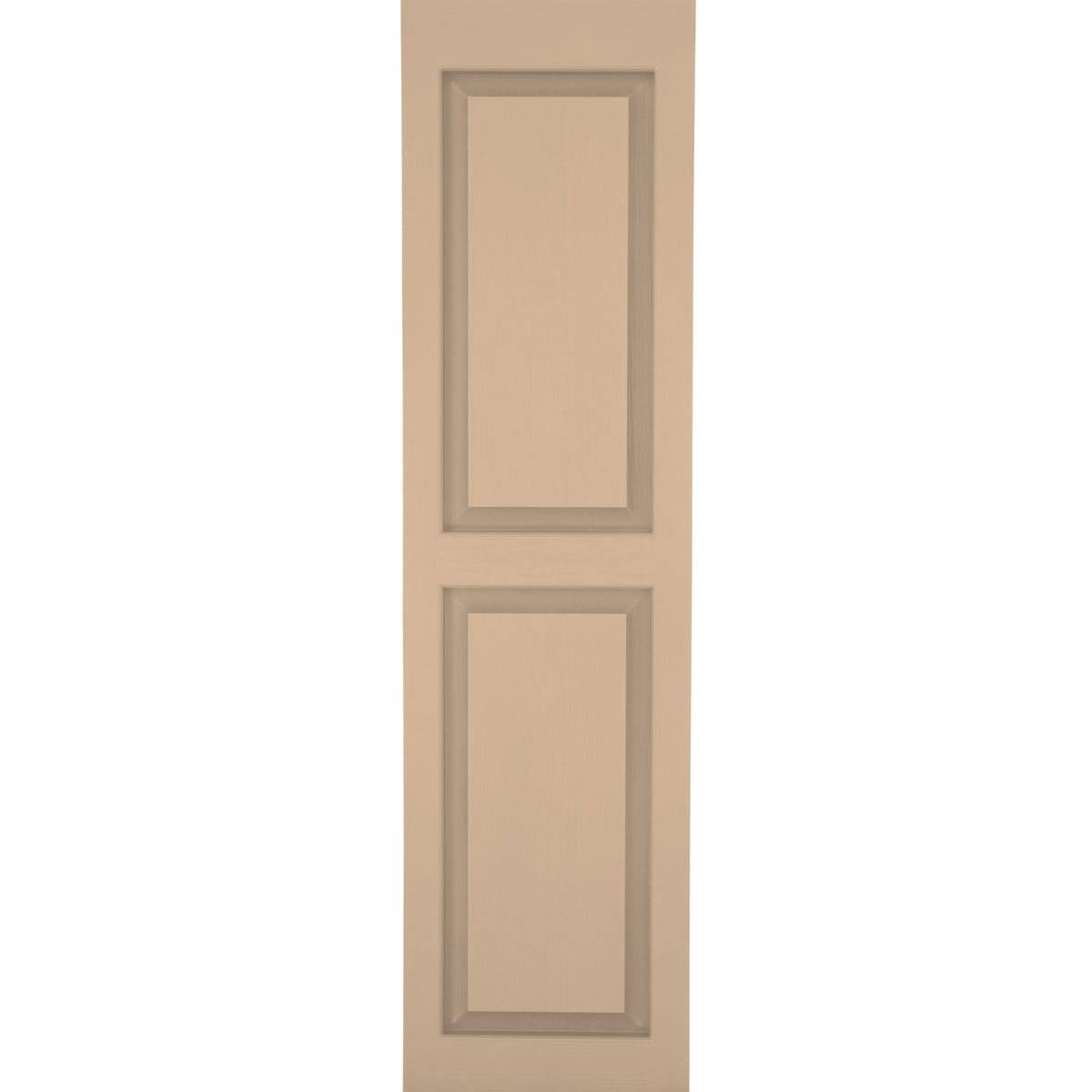 2-Pack Sandstone Raised Panel Vinyl Exterior Shutters in Brown Q652036